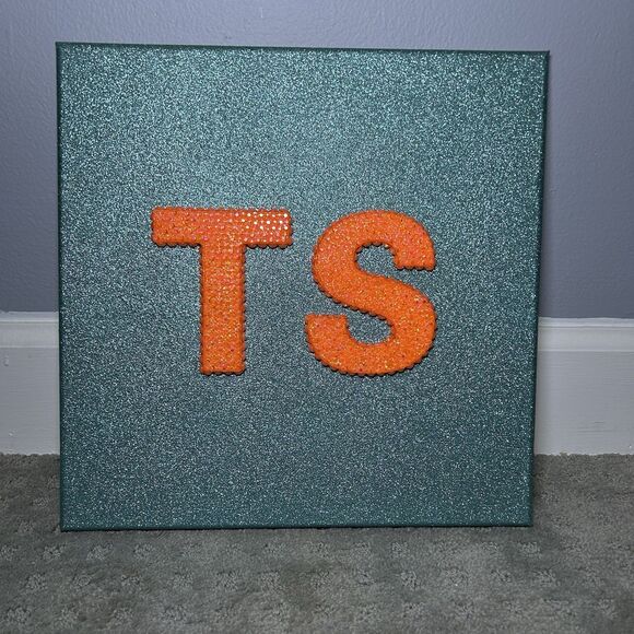 Swift Inspired Custom Handmade Glitter & Rhinestone Wall Decor Canvas (12”x12”) - Picture 3 of 10
